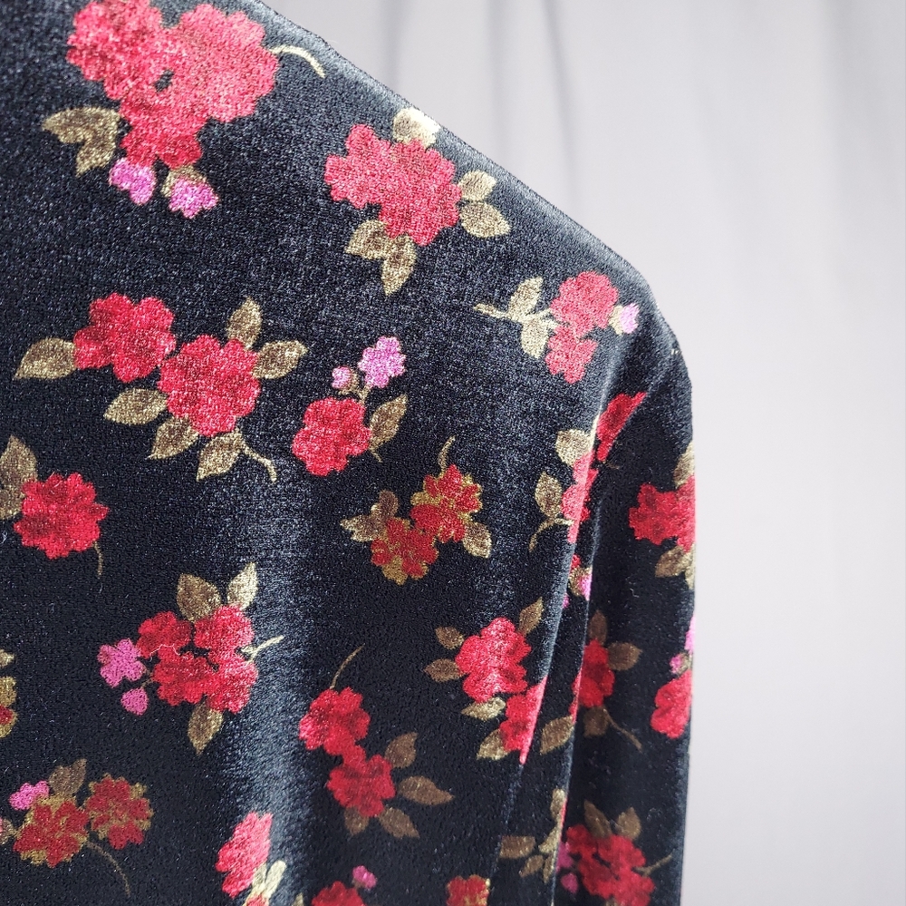 Vtg 90s Melissa Harper Velvet Dark Floral Blazer Women 12 Whimsigoth Cottagecore - Picture 5 of 14